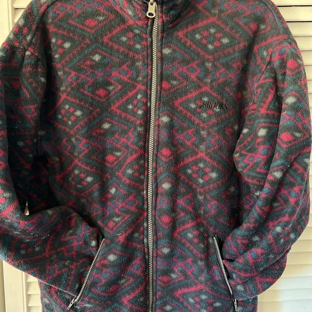 Vintage retro brooks fleece pattered zip up